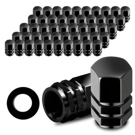 HYSENE 50 Pcs Tire Valve Caps, Aluminum Valve Stem Caps, Hexagon Tire Cap with O Rubber Seal, Universal Tire Valve Stem Caps for Cars, Truck, SUV, Motorcycle, Bicycle Accessories