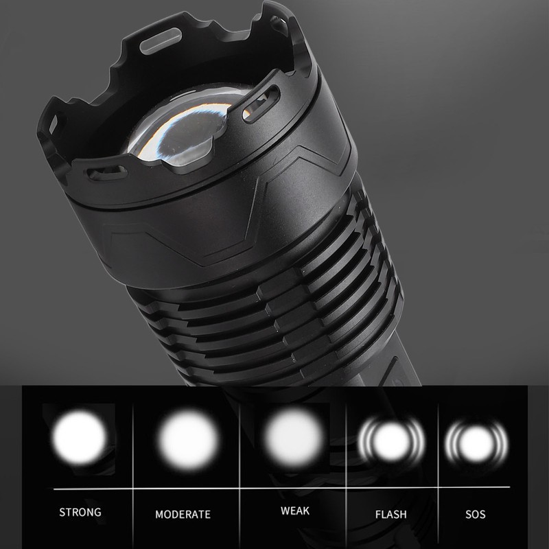 Telescopic LED Flashlight High Bright USB Rechargeable Zoomable Flashlights IPX4