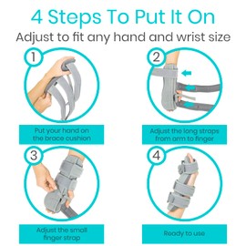 Vive Resting Hand Splint (Left) (w/ Rehab Video App) - Night Immobilizer Wrist Finger Brace - Thumb Stabilizer Wrap - for Arthritis, Tendonitis, Carpal Tunnel Pain - Functional Support for Sprains Fractures (Small)