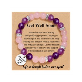 Stocking Stuffers Holiday Outfits for Women 2024 Healing Bracelets for Women Amethyst Bracelet Healing Gemstone Bracelet Inspirational Bracelet Healing Crystal Bracelet Get Well Soon Gifts Stress Relief Gifts for Teen Girls