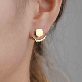 Inateannal Boho Moon Stud Earrings Crescent Moon Stud Earrings Gold Sun Moon Earrings Minimalist Double Sided Round Earrings Jewellery for Women and Girls