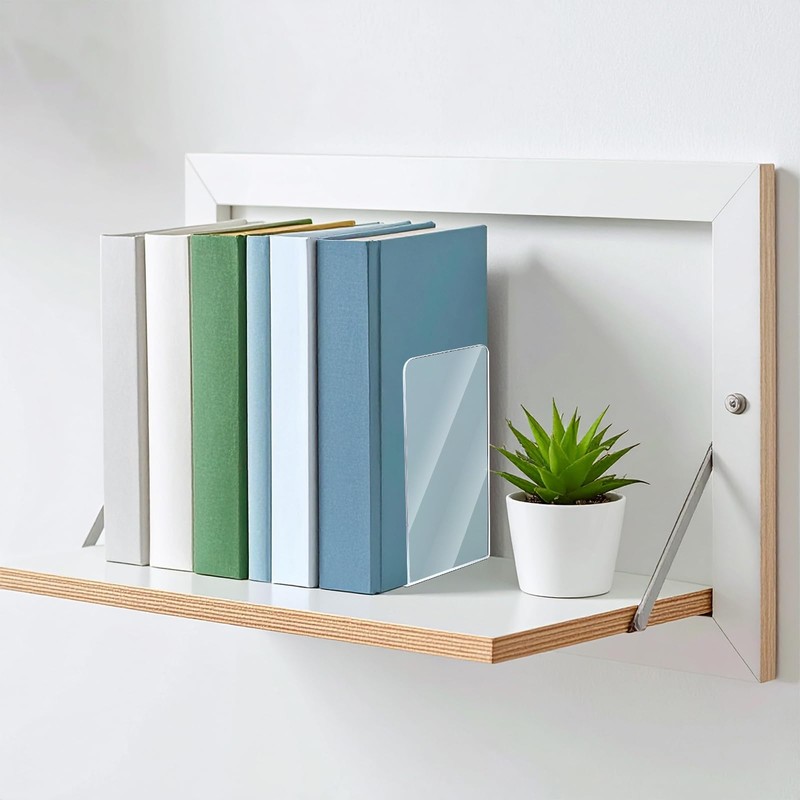 16Pcs Bookends, Clear Acrylic Bookends for Shelves, Non-Slip Book Holder