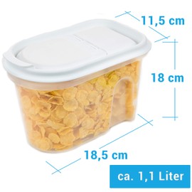 2friends Storage Jars, Set of 6, White with Hinged Lids, 1.1 Litres, White Lid, 100% Recyclable, Made in EU