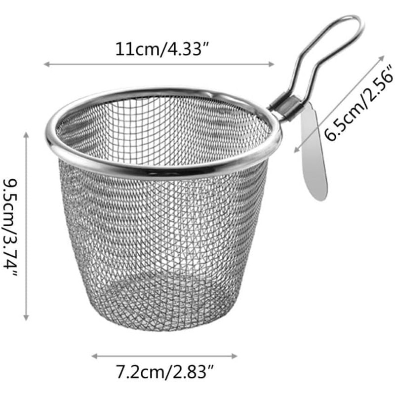 Stainless Steel Pasta Basket, Mesh Spider Food Dumpling Noodle Strainer,