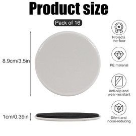 16 Pcs Reusable Furniture Sliders, 3.5 * 0.39in Round Furniture Moving Pads for Carpet Furniture Hardwood Floor Glide, Heavy Duty Furniture Movers Sliders