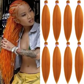 SIXERSI Burnt Orange Braiding Hair Pre Stretched 26 Inch Colored Braiding Hair Extensions for Braids Kanekalo Kids Knotless Hypoallergenic Synthetic Prestretched Braiding Hair