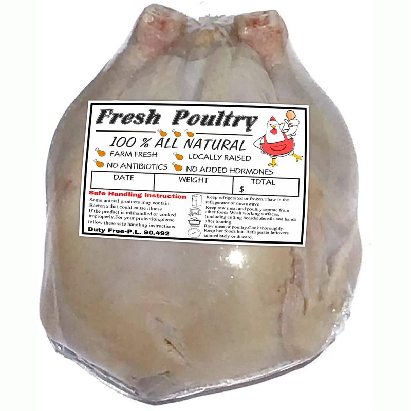 120pcs Poultry Freezer Labels with Safe Handling Instructions,Exemption P.L. 90-492(4x2.5