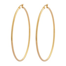 Edforce Stainless Steel Rounded Hoops Earrings (20mm-60mm Diameter) (Gold 60mm)