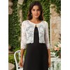 Allegra K Women's Elegant Ruffle Collar Crop Cardigan Sheer Floral
