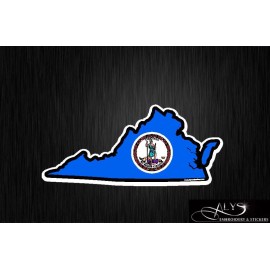 Virginia State Map Flag Decals & Stickers