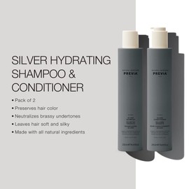 Previa Blonde Silver Shampoo and Conditioner - Hydrating Hair Set for Blonde, Gray, and White Hair (8.45 oz each)