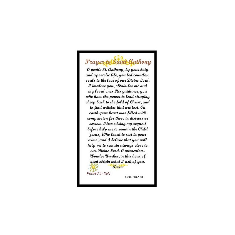 St Saint Anthony Marriage Saint Laminated Prayer Card Blessed by
