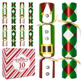 10PACK Christmas Party Favor 10‘’ No-Snap Table Favors with Prize Joke Gifts for Adults Kids Party Supplies Dinner Decorations British English Holiday Games Green