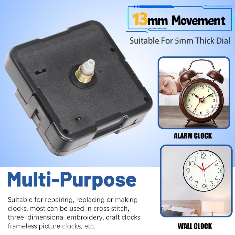 Glarks 38pcs 13MM High Torque Long Shaft Clock Movement Mechanism