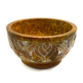 Farbenwald Soapstone Bowl with Engraving, Diameter 13 cm, for Incense with Charcoal and Incense Cones, Handmade