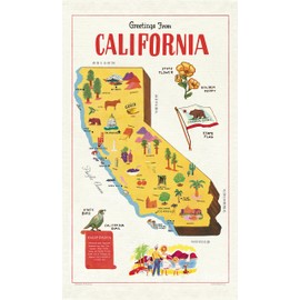Cavallini & Co. California Map Tea Towel