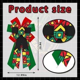 Hying Large Kwanzaa Wreath for Front Door, African-Inspired Harvest Wreath Bow, African American Heritage Kwanzaa Door Wreath for Juneteenth Party Decor Indoor Outdoor Tree Topper Supplies Ornament