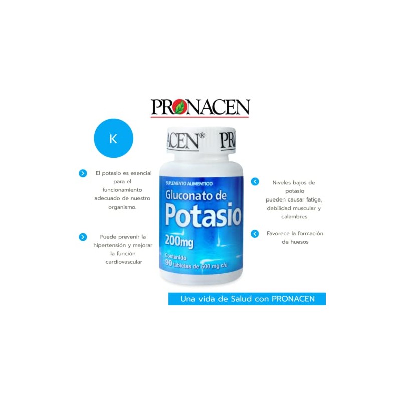 Pronacen Gluconato De Potasio Frasco - 90 Tabs 500 Mg