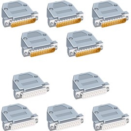 PENGLIN 10PCS DB25 Male Female RS232 D-SUB Serial Solder Adapter Kit, Gold Plated Joints RS232 Serial Solder Type Port 25 Pin D Sub Adapter