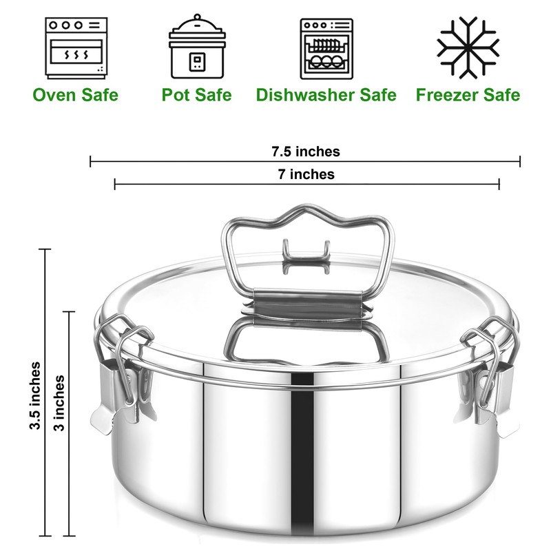 EasyShopForEveryone Stainless Steel Flanera, 7.5 x 7.5 x 3.5 Inches