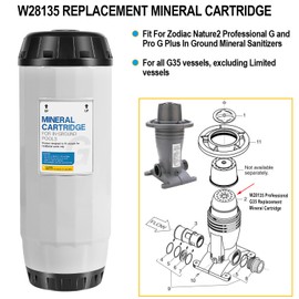 W28135 Pool Filter Mineral Cartridge Replacement Parts Kit Fit For Zodiac Nature2 In Ground All G35 Vessel, For Professional G, Pro G Plus In-Ground Models, For Pools 25K - 35K Gallons