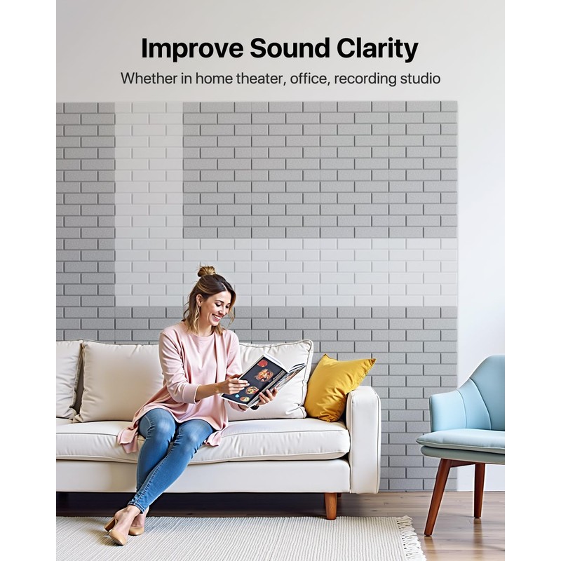 Soundproof Wall Panels Self-adhesive, 18 Pack Acoustic Panels Sound Absorbing