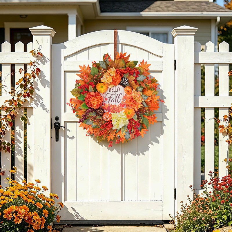Fall Wreaths for Front Door 24" Autumn Harvest Wreath with