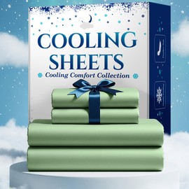 SLEEPHORIA 4 PC Cooling Sheets California King Size Bed Set - Temperature Regulating Bedding for Hot Sleepers - Deep Pocket Cooling Bed Sheets for Night Sweats and Comfort (Sage Green)
