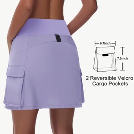 MIVEI - Falda de falda tipo cargo para mujer, de 40,6 cm y 50,8 cm, de cintura alta, para golf, estilo informal, para entrenamiento, con forro de secado rápido, Lila, Small