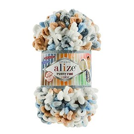 Alize Puffy Fine Colour Knitting Yarn 100 g, Finger Knit Wool without Needles, Colour: 5946
