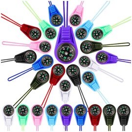 27PCS Mini Compass for Kids Hiking Small Compass Keychain Bulk, Cute Kids Scout Pocket Compasses for Party Favor Survival Kits Watchband Bracelet Necklace Keychain (9 Colors)