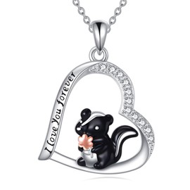 VENACOLY Skunk S925 Sterling Silver Skunk Necklace Skunk Flower Pendant Cute Skunk Jewellery for Women Lover Christmas Gifts