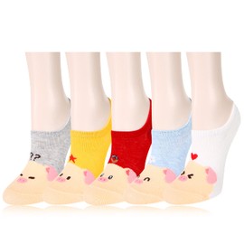 Fun Animal Pig Socks for Women Novelty Fuzzy Cute Piggy Smiley Face on No Show Half Socks Crazy Cat Paw Print Colorful Cartoon Low Cut Liner Athletic Socks Kawaii Teen Girls Gifts for Pig Lover