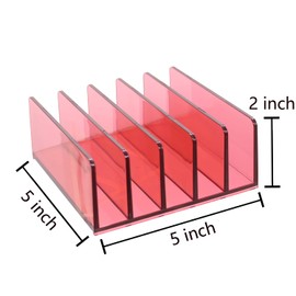 Halyuhn 5 Slots Makeup Organizer for Desk, 2Pack Acrylic Mail Organizer Countertop for Sorting Mail, Business Card, Cash, Bill Money Organizer for Cash Envelope,Cash Tray for Cash Stuffing, Red