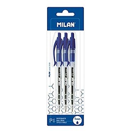 MILAN Blister Pack of 3 Ballpoint Pens P1 Blue BWM10445
