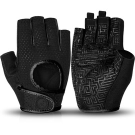 MOREOK Workout Gloves for Men/Women- [3/4 Finger] [Curved Open Back] Weight Lifting Gloves with Excellent Grip,Gym Gloves for Weightlifting,Exercise,Training,Pull ups,Fitness and Rowing-MK1004-B-M