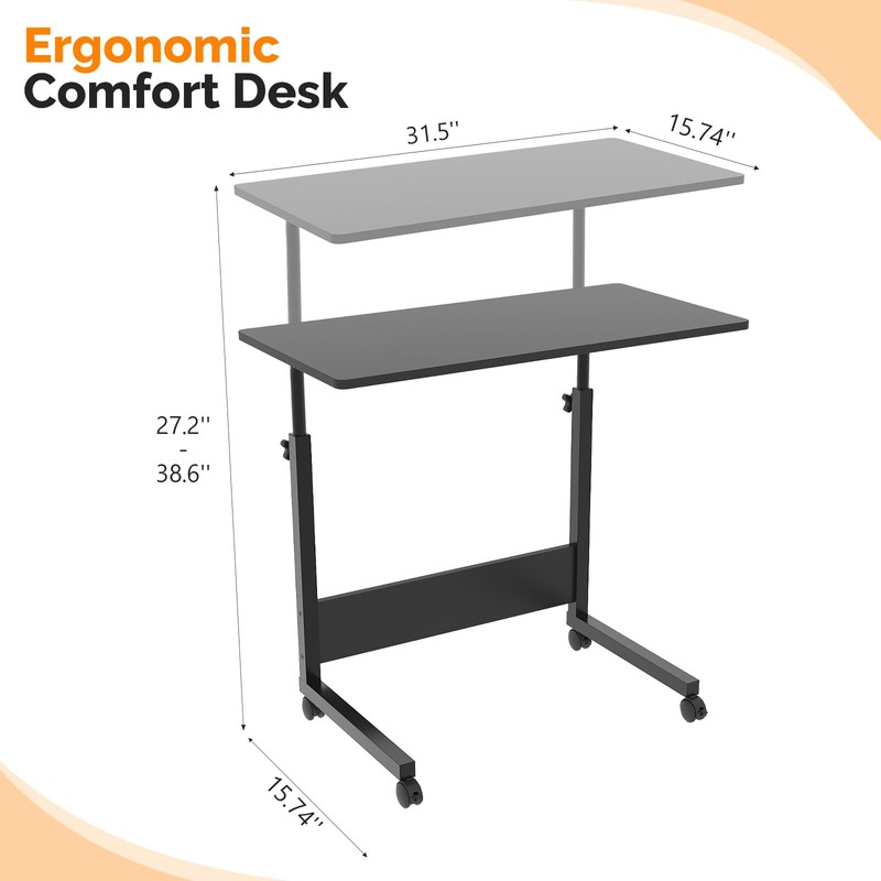 FCH Portable Computer Workstation, Standing Desk Adjustable Height, Small Computer