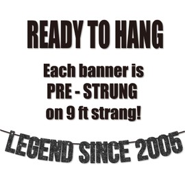Banner Legend Since 2005 para decoración de fiesta de cumpleaños número 20, pancarta de fiesta de cumpleaños para niños y niñas, hecha a mano, color negro
