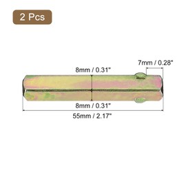 sourcing map 2Pcs Door Knob Spindle, Spare Door Handle Spindle Bar, 55mm Long Door Spindle Replacement Door Handle Parts for 7mm Thick Doors, Gold