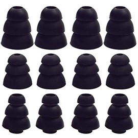 JNSA 3 Flange Noise Cancelling Triple Flange Eartips Eargels Earpads Ear Tips Gels Bud Compatible with Inside Diameter 4mm-5mm Earbuds in-Ear Earphones（Inner Hole 4mm）,S/M/L,6 Pairs, Black 3F6P3