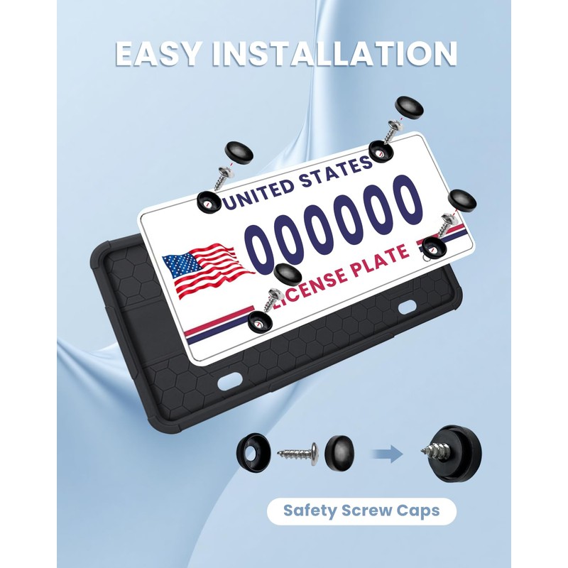 2 Pack Silicone License Plate Frames Black, Car Plate Frame