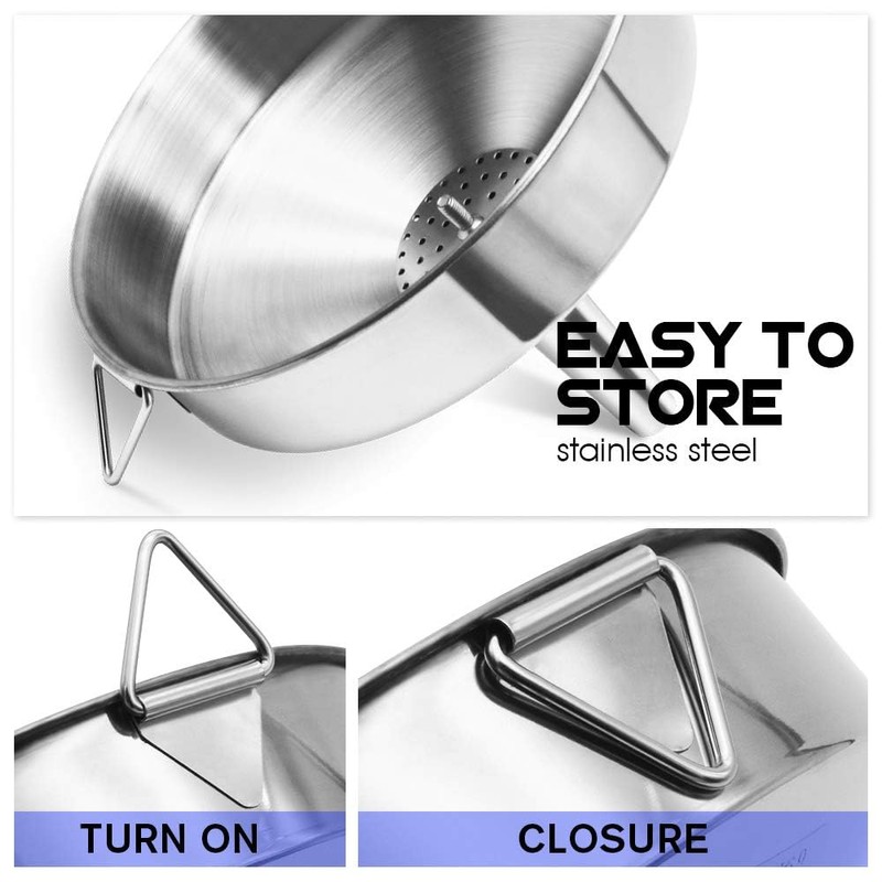 Super Large Stainless Steel Large Funnel with Detachable Strainer/Filter for