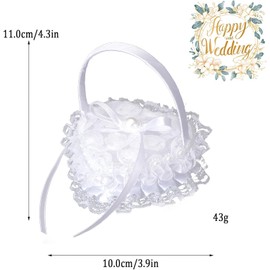 Lace Pillow for Weddings White,Heart Wedding Ring Bearer Pillow