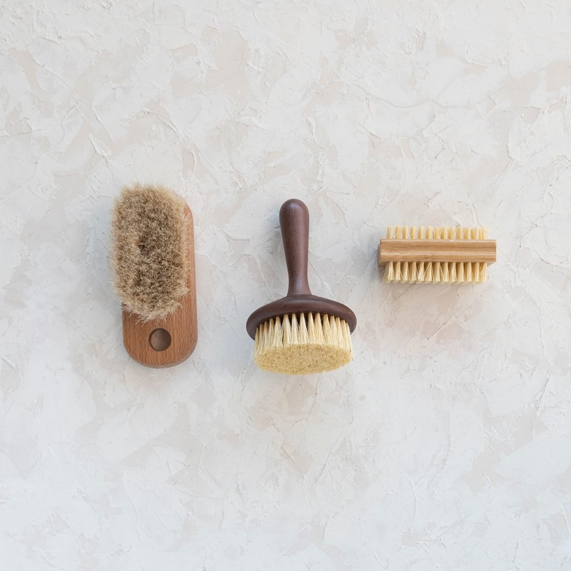 Creative Co-Op Double Sided Bamboo Dish Leather Tie, Natural Brush