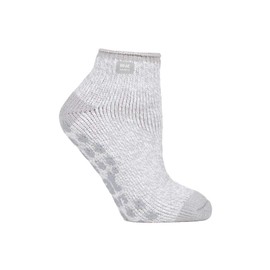 Heat Holders - Ladies low cut thermal slipper ankle socks in 4 colors, 5-9 US (Light Grey Cream)