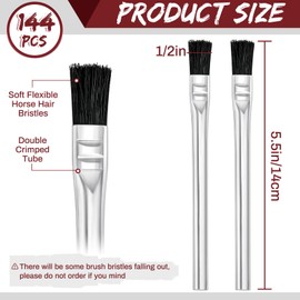 Mifoci 144 Pcs Acid Brush Bulk Boar Hair Acid Flux Brushes Epoxy Wood Glue Brush Metal Tubular Handle Disposable Glue Brushes for Woodworking Soldering Crafting Home(1/2 Inch Wide)