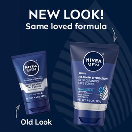 NIVEA MEN Maximum Hydration Deep Cleaning Face Scrub With Aloe Vera, 1 Pack of 4.4 Oz Tube