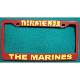 All American License Plate Frame-THE FEW-THE PROUD/THE MARINES-Polished ABS- #3378YR