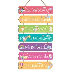 KAIRNE Unicorn Wall Decoration for Children's Room Girls, Unicorn Wall Art, Rainbow Wooden Sign with Saying, Inspirational Quotes Wall Picture, Animals Wall Sign for Baby Room, Bedroom, Gift, Door