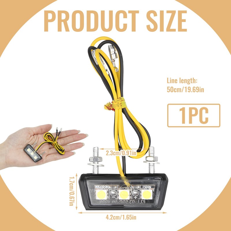 LEIBOCHAO Motorcycle LED Number Plate Light, 3 SMD LED Chip